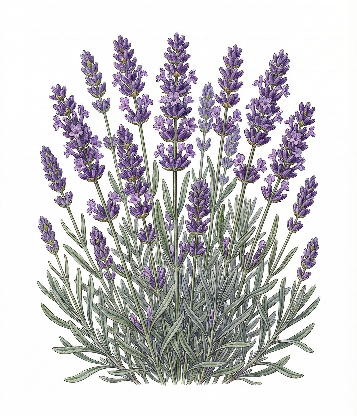 Panier des Sens Lavendel, botanische Illustration eines Lavendelbuschs