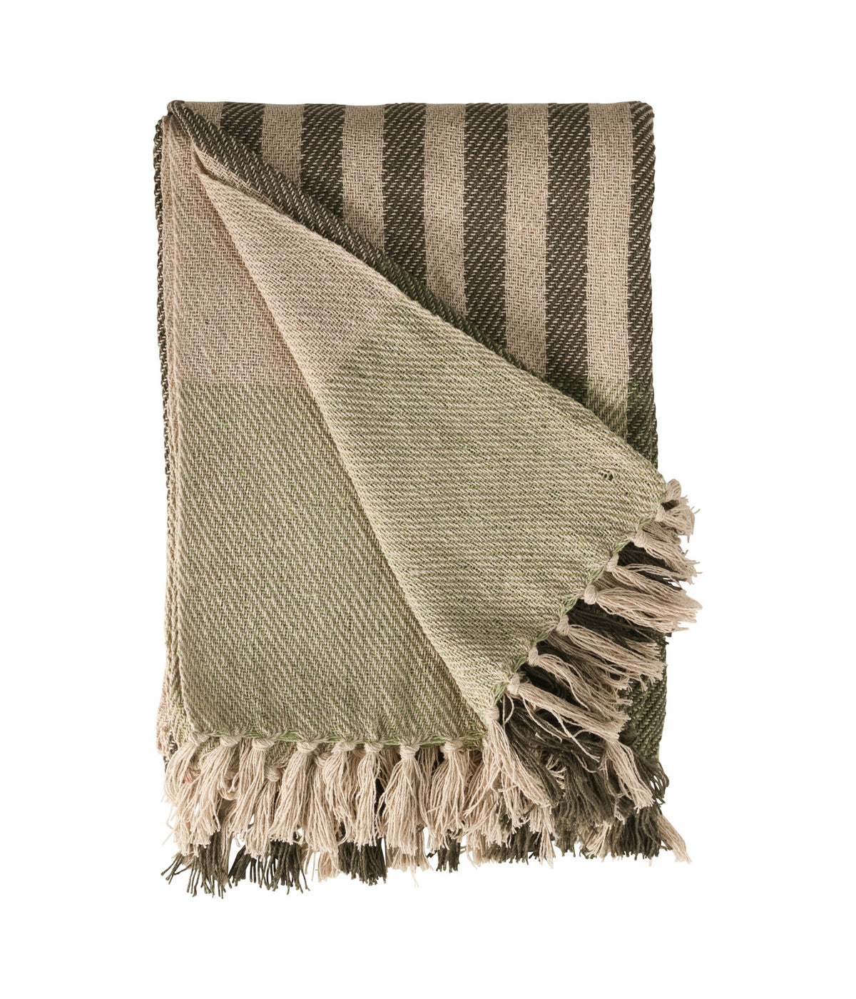 Au Maison Blanket Block Stripe Olive / Light Green