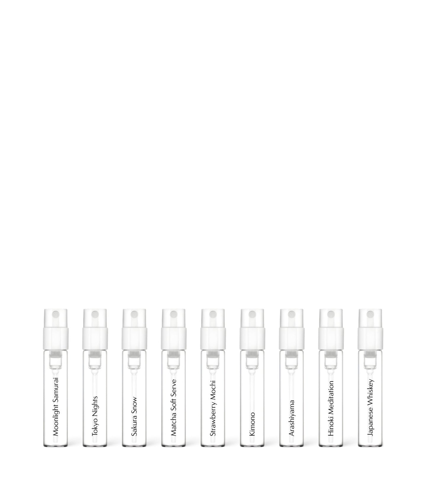 Die neun Flakons des Discovery Sets Memories of Japan von d’Annam