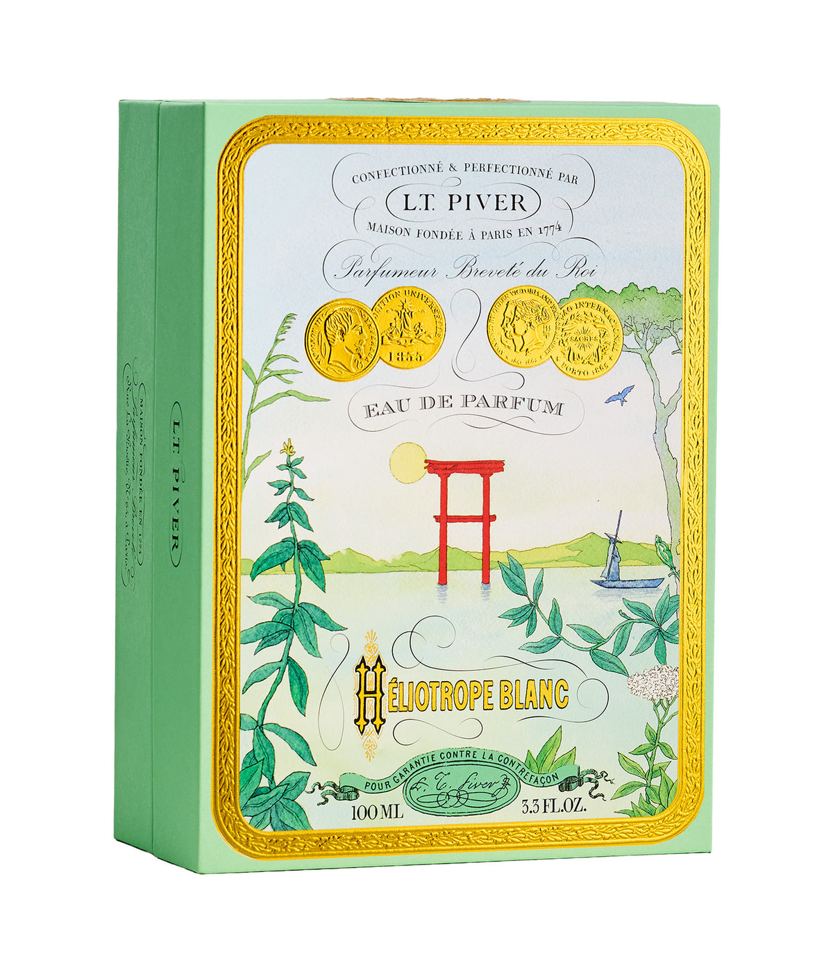 Eau de Parfum Héliotrope Blanc – L.T. Piver, bottle and box
