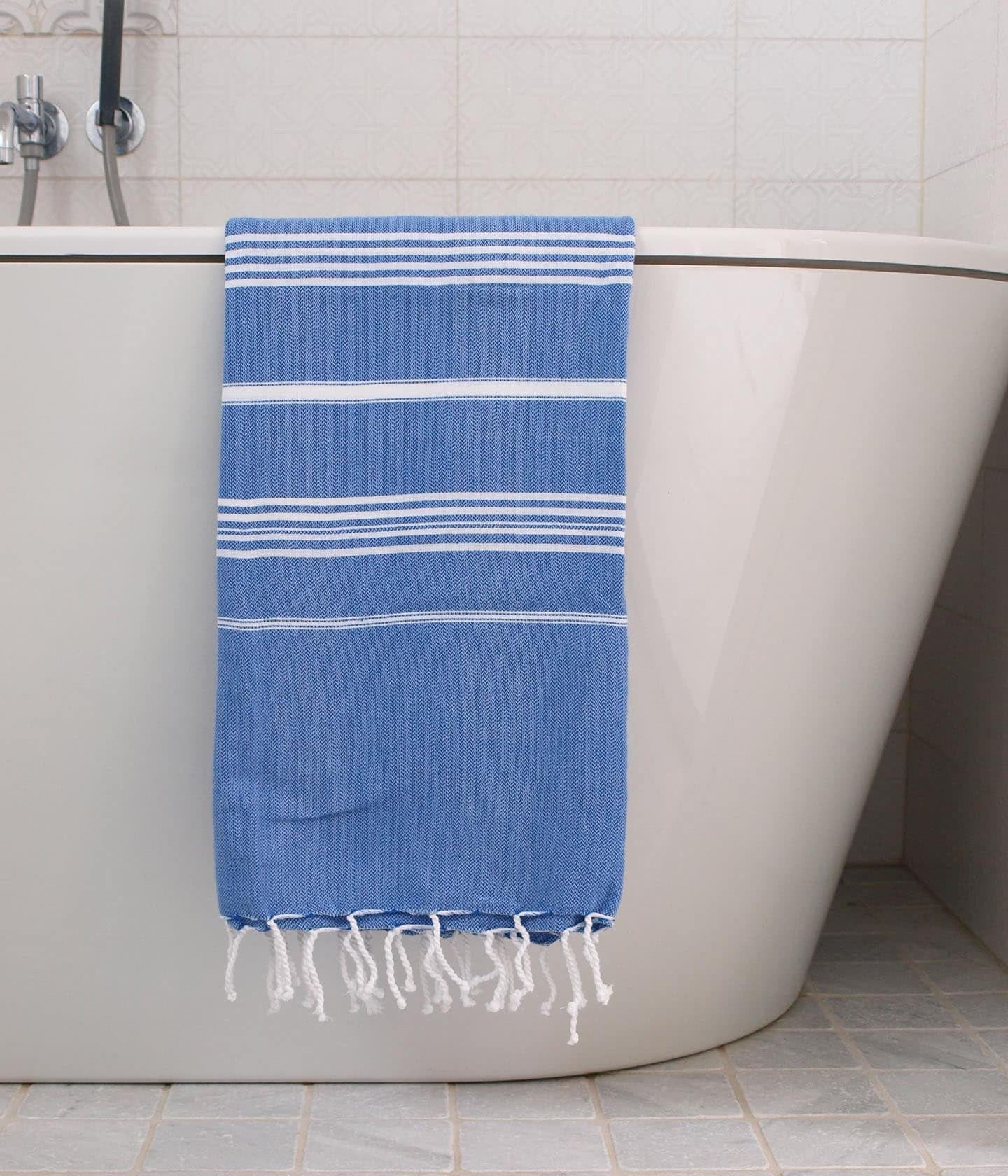 Hamamtuch Griechisches Blau, Weiß