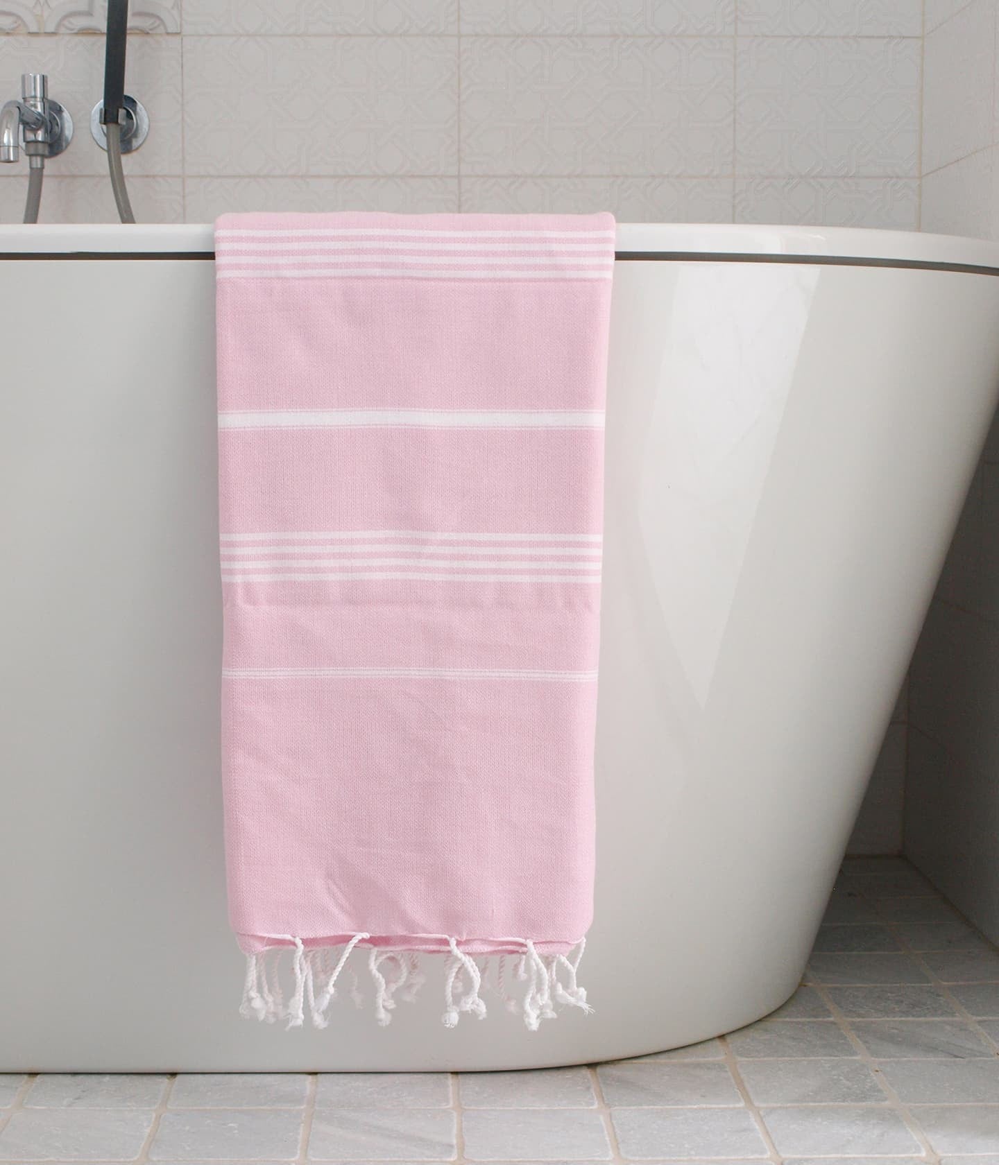 Hamamtuch Rosa, Weiß