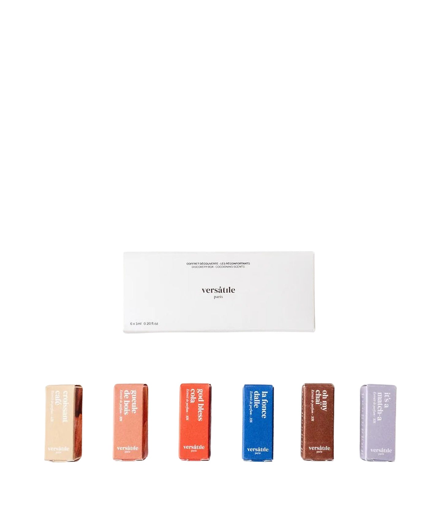Discovery Set Réconfortants von Versatile Paris mit sechs Extraits de Parfum