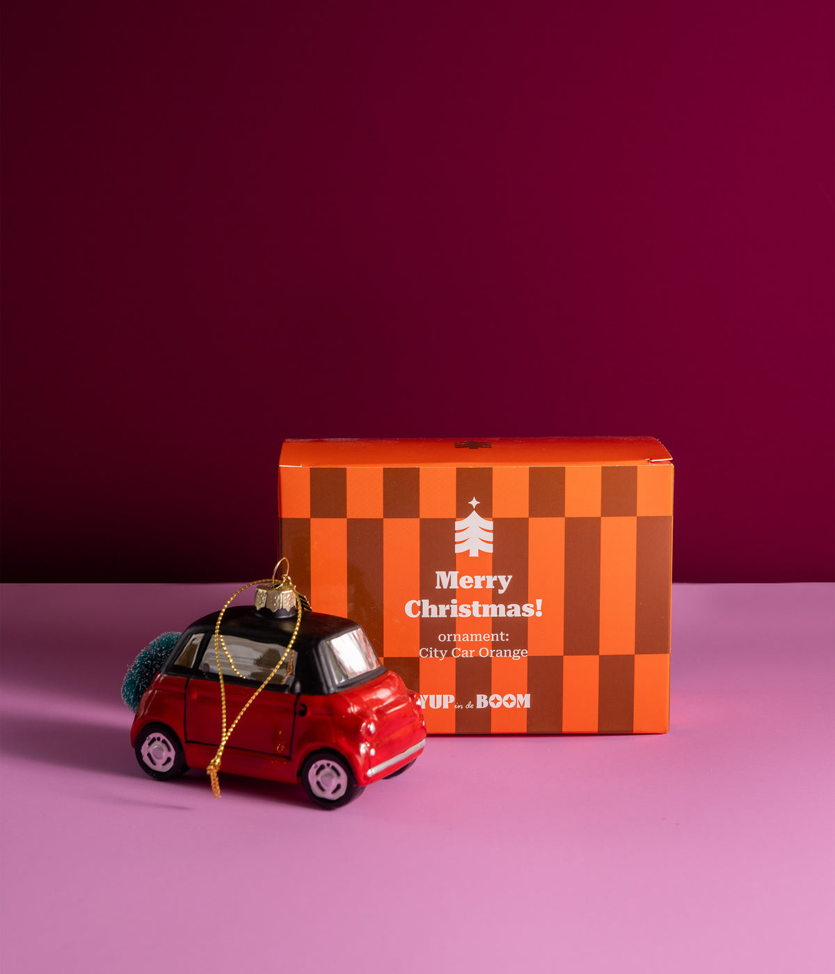 Yup in de boom Christbaumschmuck City Car Orange mit Verpackung