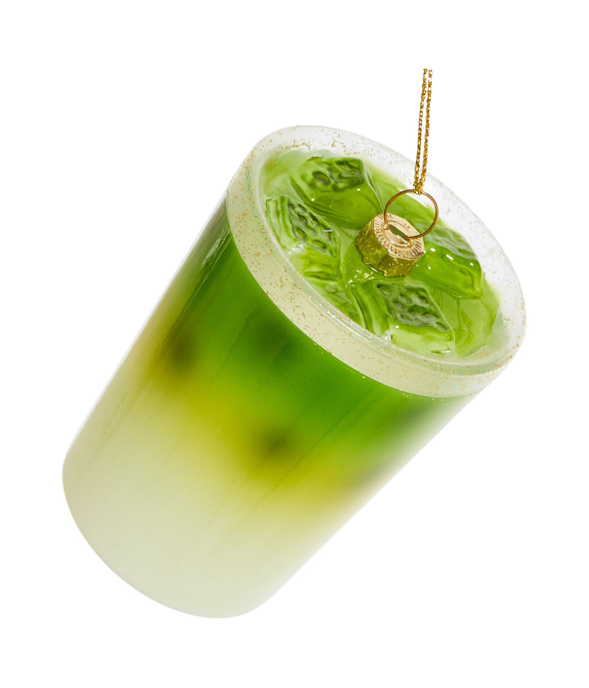 Yup in de boom Christbaumschmuck Iced Matcha Latte, Becher schräg liegend