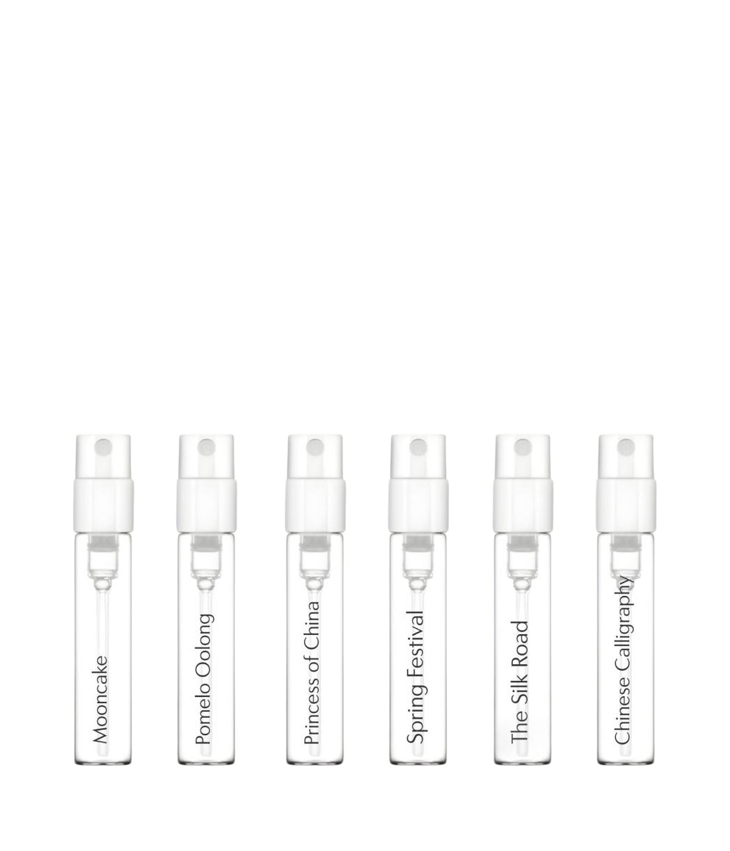 Die sechs Flakons des Discovery Sets Majestic China von d’Annam