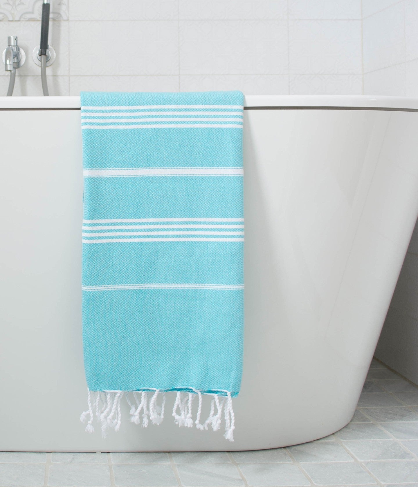 Hammam Towel Aqua / White