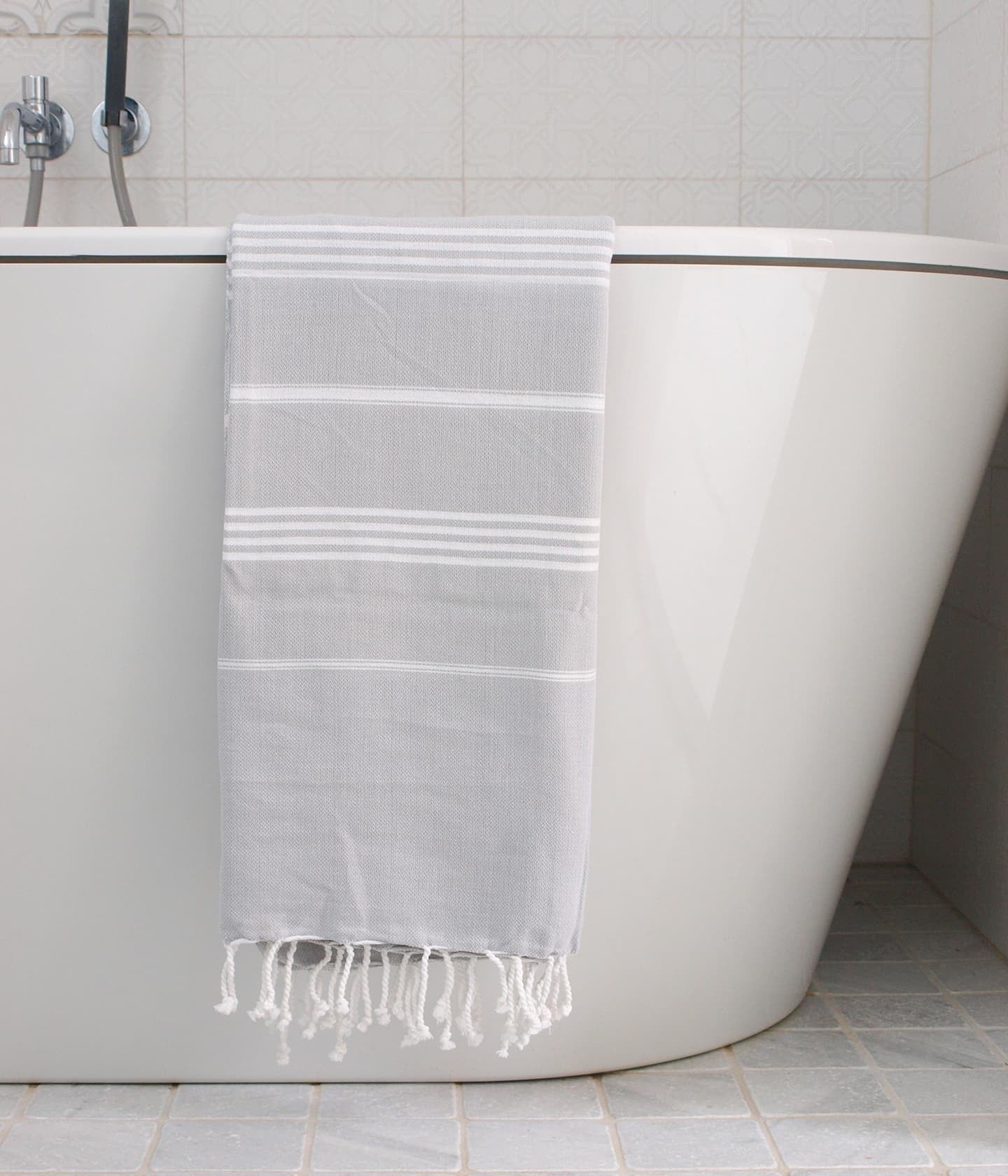 Hammam Towel Light Grey / White