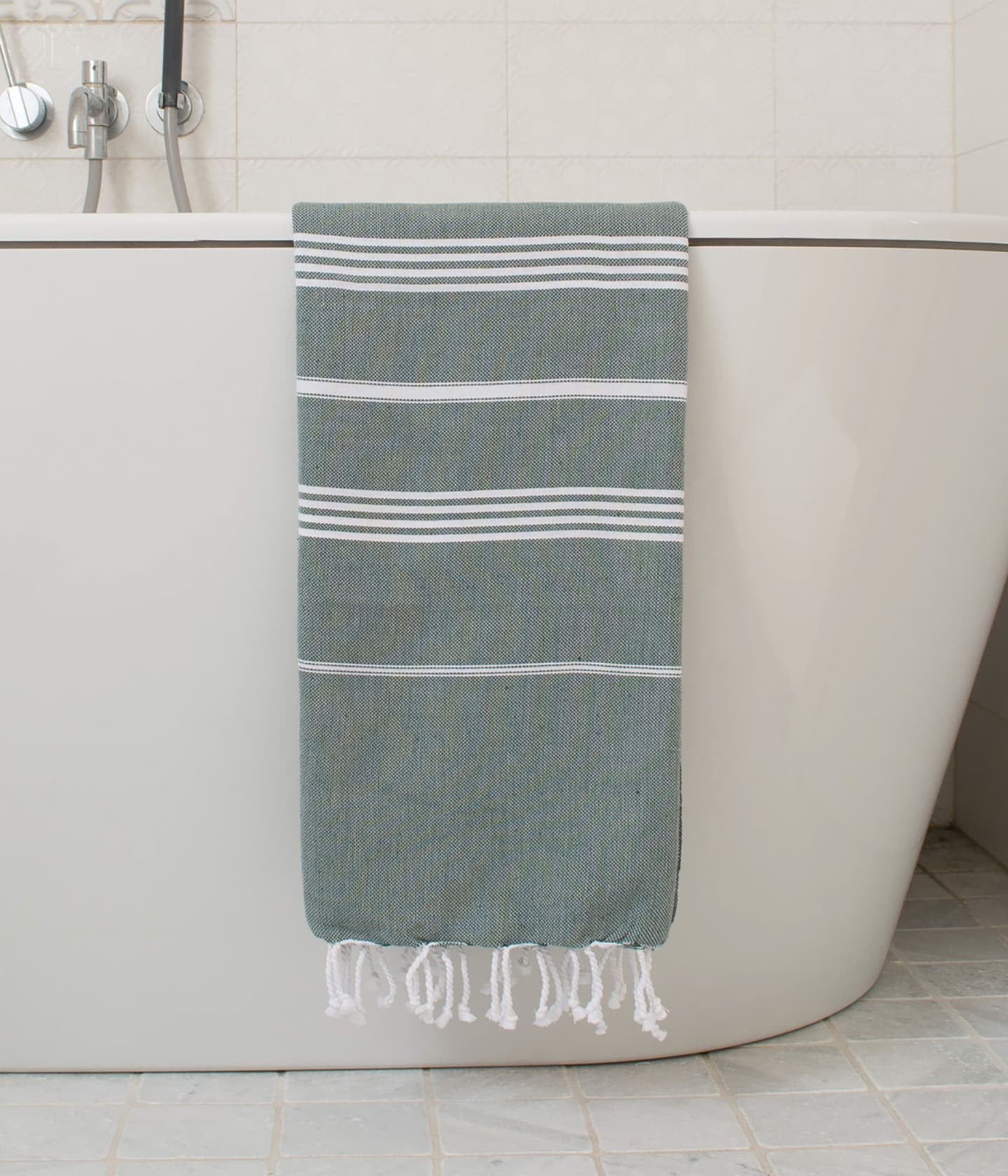 Hammam Towel Pine Green / White