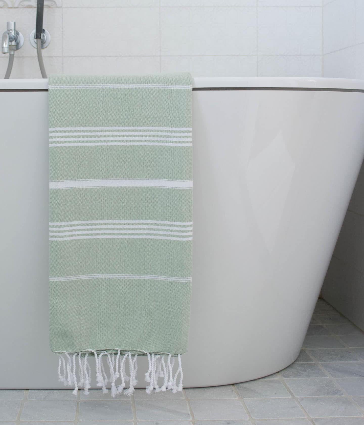 Hammam Towel Sage Green / White