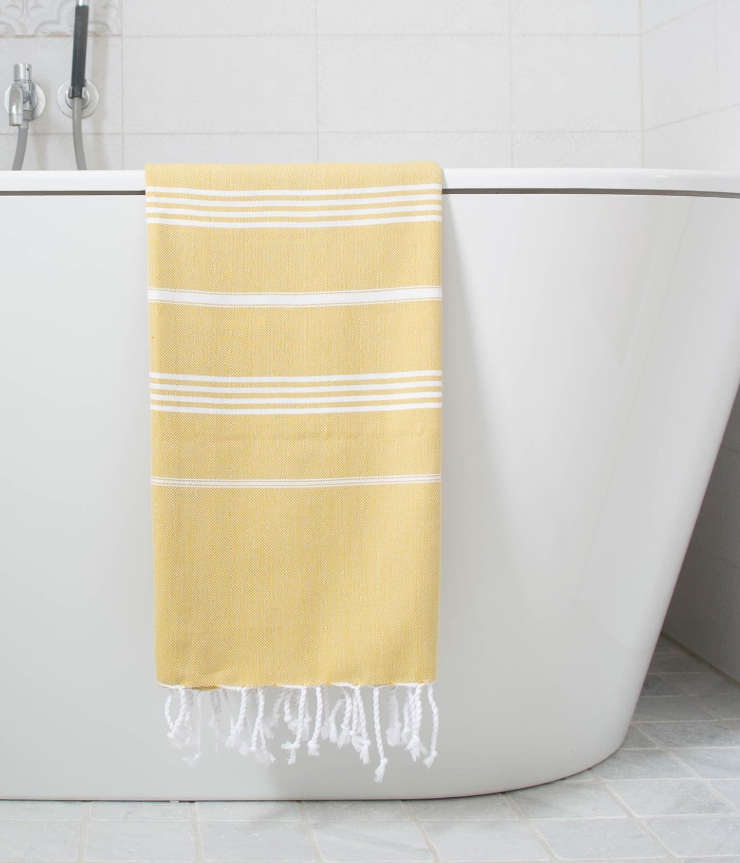 Hammam Towel Mustard Yellow / White